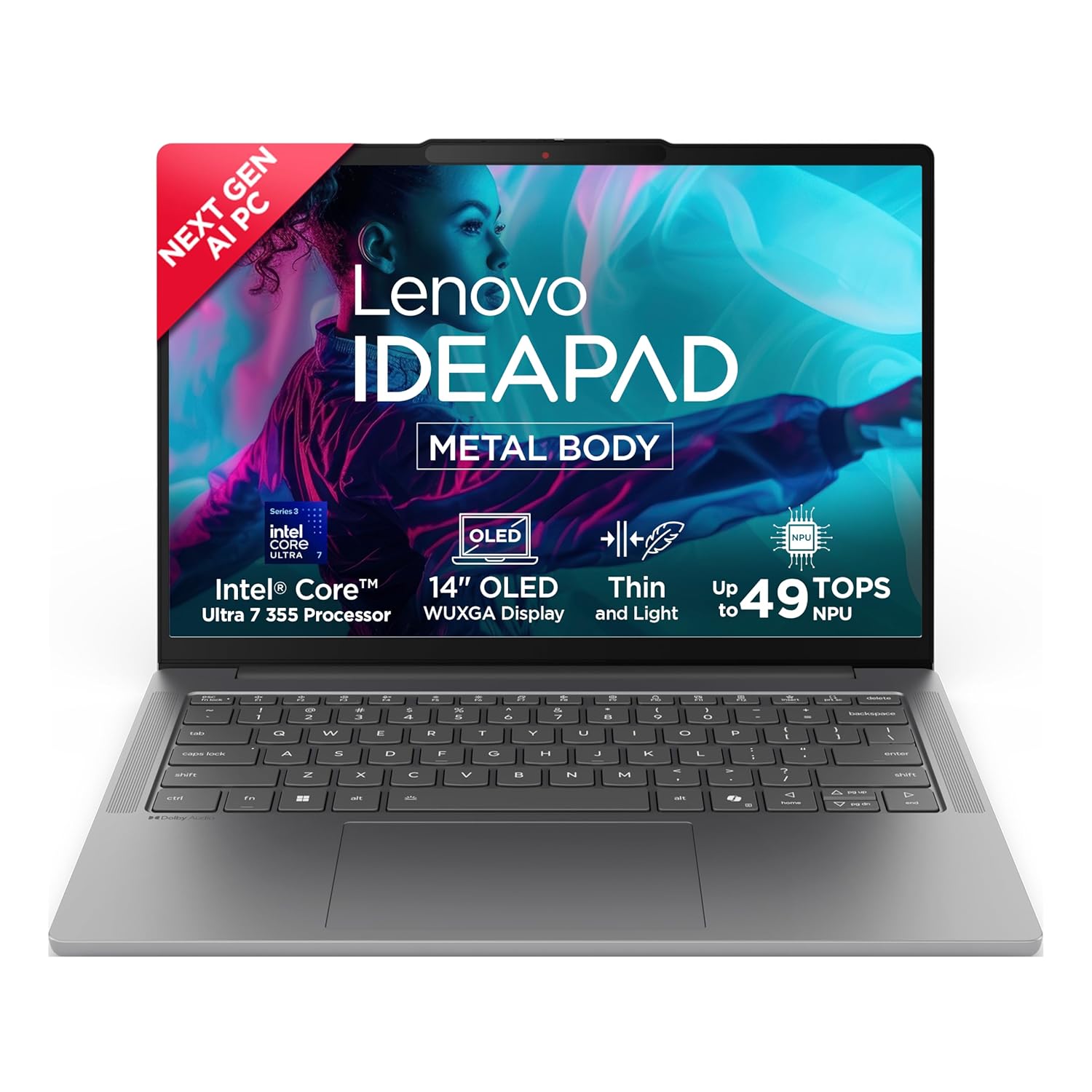 Lenovo IdeaPad Slim 5 Intel Core Ultra 7 355 Next-Gen AI PC (16GB RAM/512GB SSD/14 (35.5cm)/WUXGA OLED/Copilot+ PC/Windows 11/MSO 365 Basic+Office 2024/1Yr ADP Free/Grey/1.4Kg), 83S5005KIN
