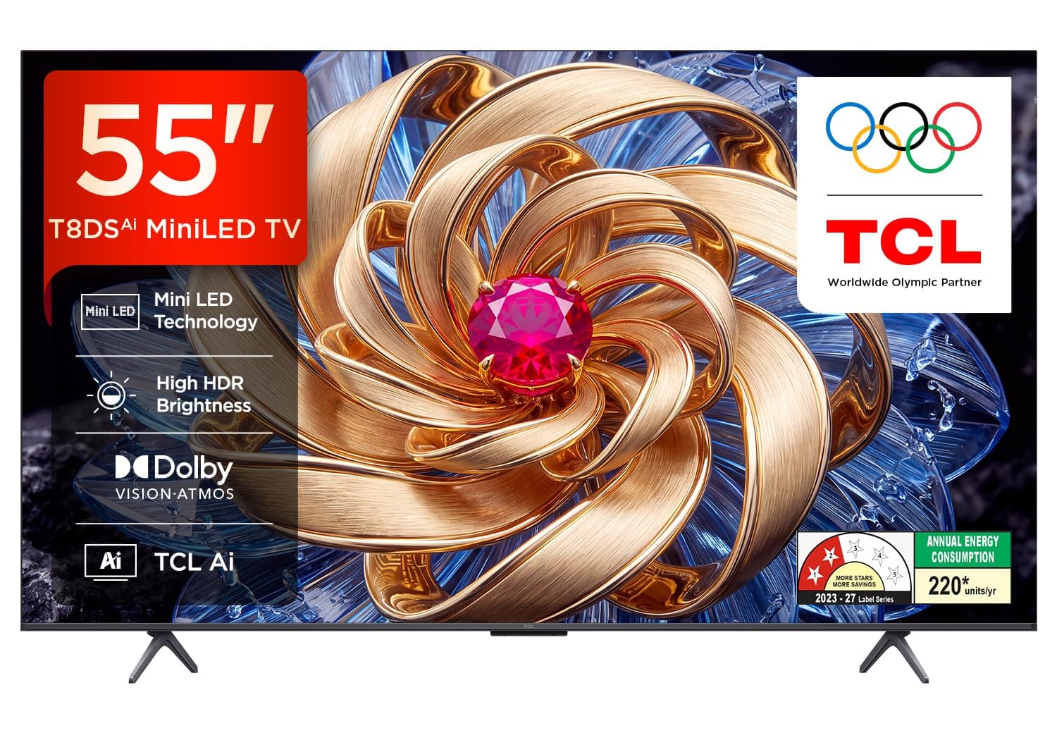 TCL 55 Inch 4K UHD QD-Mini LED Google TV 55T8DS