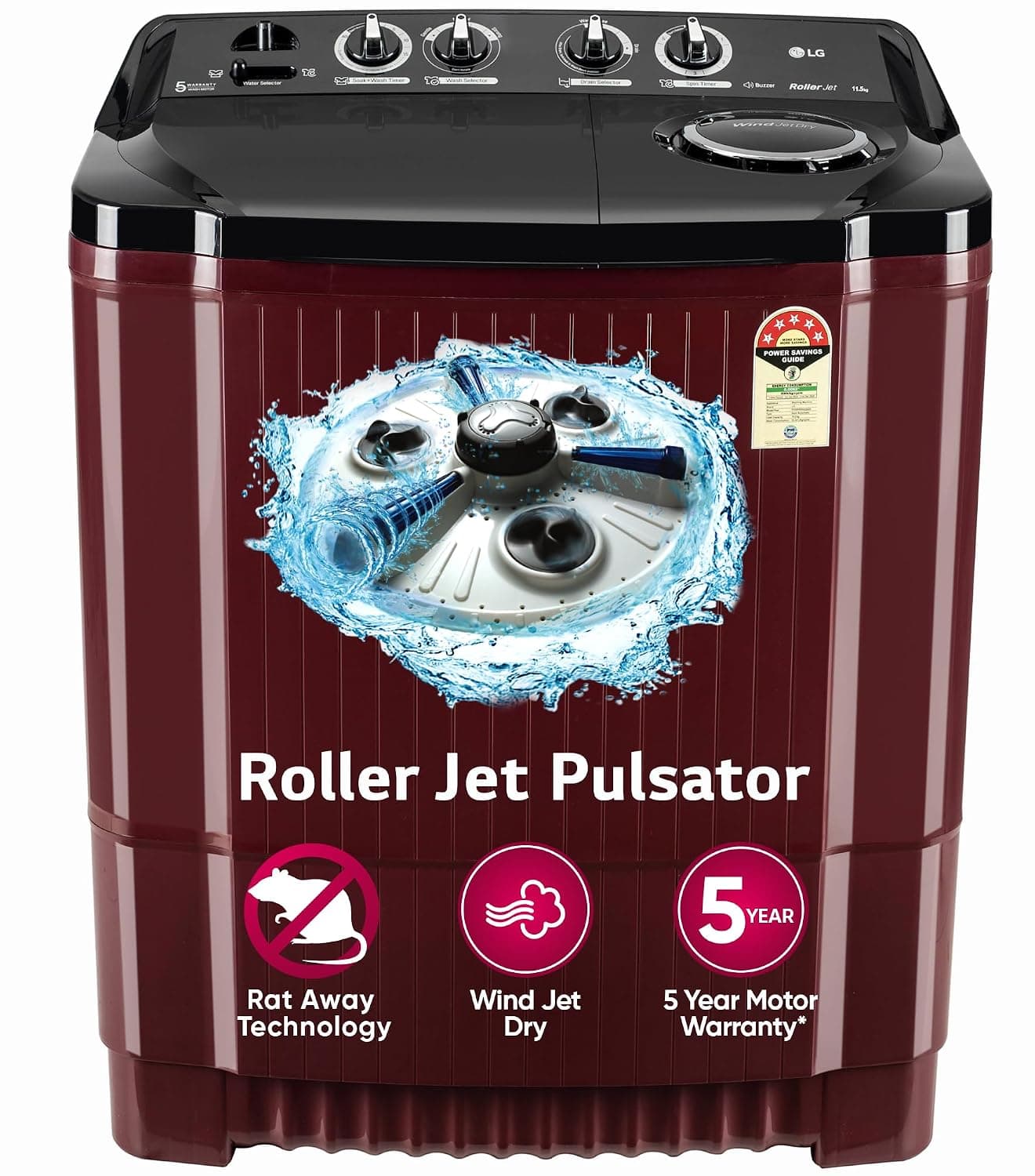 LG 11.5 kg 5 Star Semi-Automatic Top Load Washing Machine