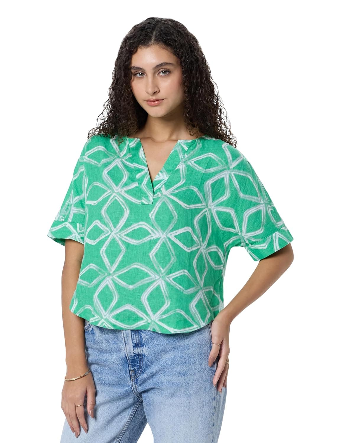Marks & Spencer Pure Linen Round Neck Blouse