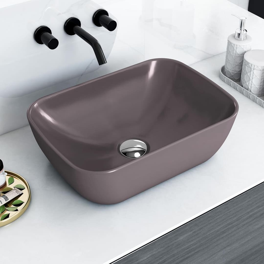 Plantex Ceramic Table Top Wash Basin/Basin for Bathroom/Countertop Washbasin for Restaurant, Hotel (Blue, 18 x 13 x 5.5 Inch)