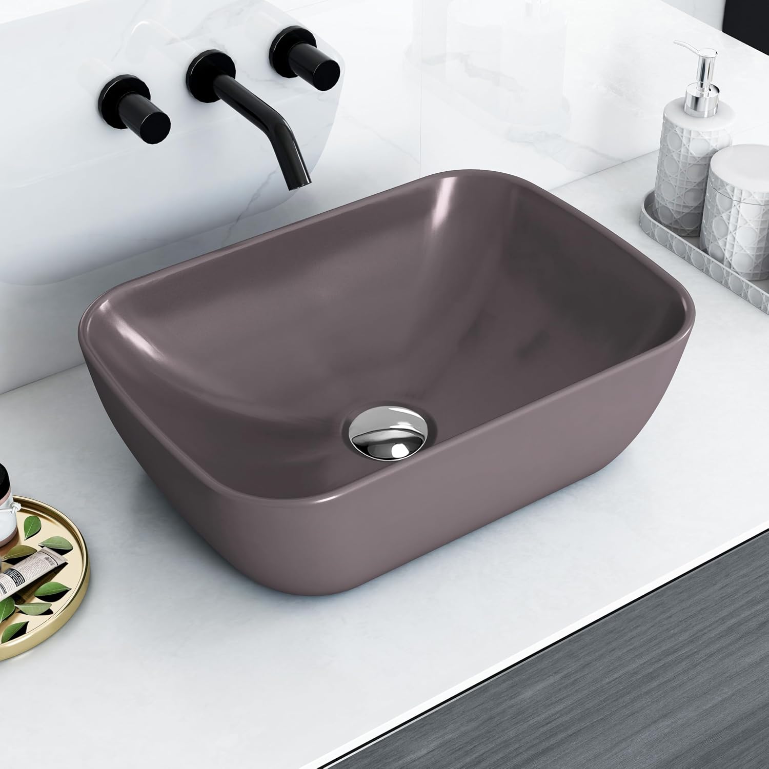 Plantex Ceramic Basin/Table Top Basin for Bathroom/Countertop Washbasin for Home/Office/Restaurant (Pink, 18 x 13 x 5.5 Inch)