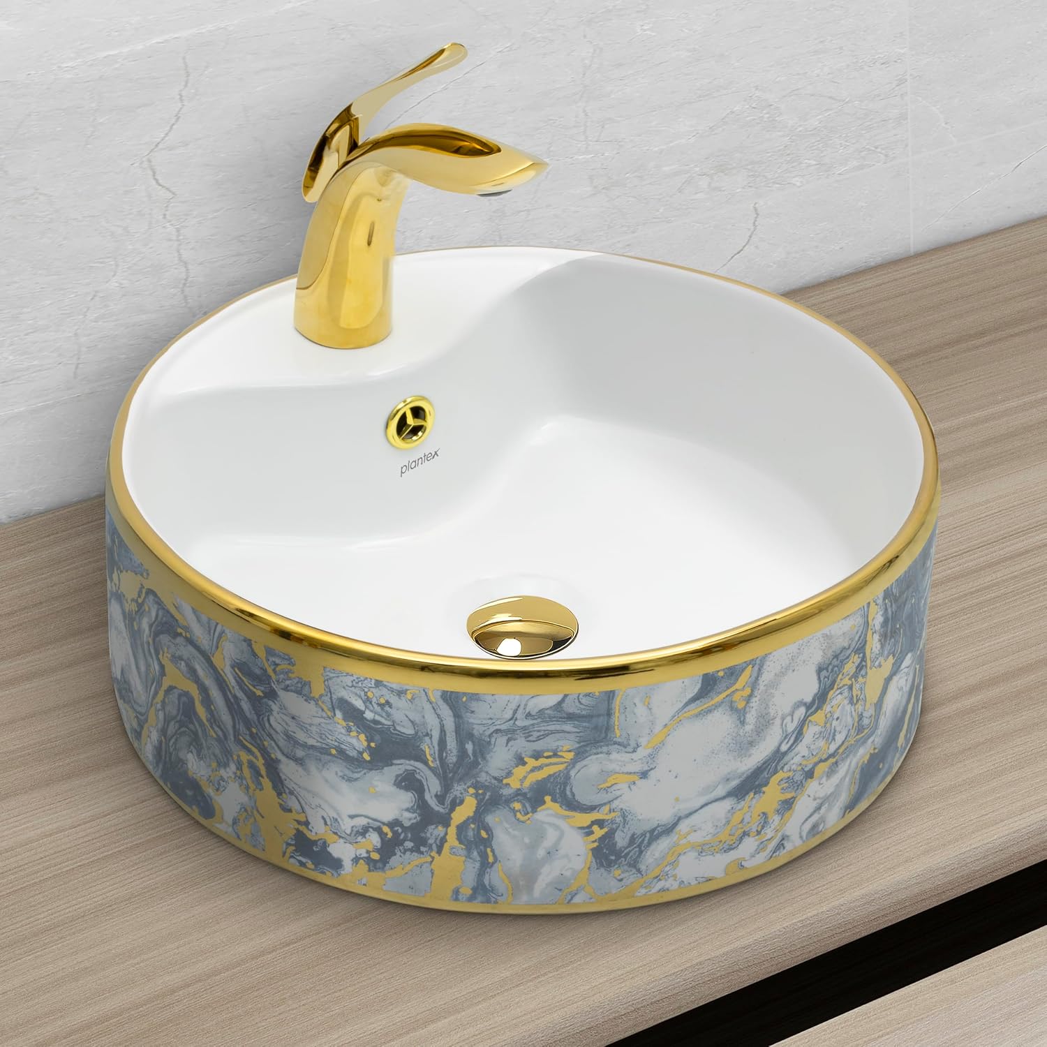 Plantex Ceramic Table Top Wash Basin For Bathroom/Designer WashBasin/Bathroom Wash Basin (White, 16 x 16 x 6 Inch)