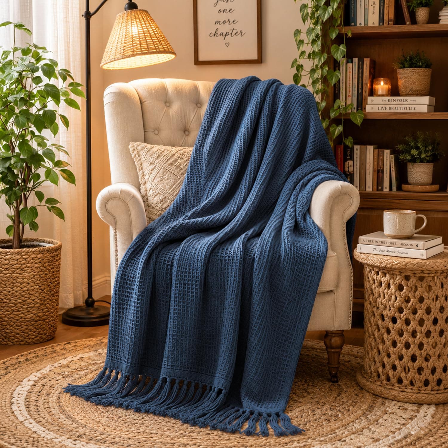 Amazon Basics Cotton Waffle Throw Blanket (152x125 cm)