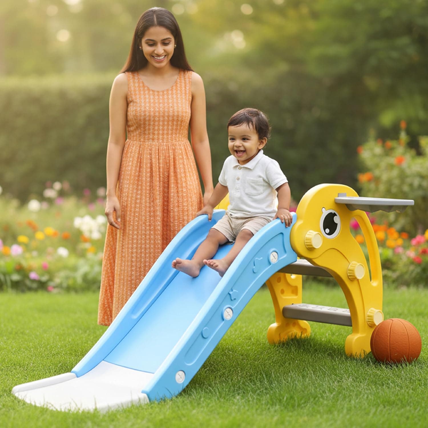 Lifelong Cuppy Dolphin Kids Slide with Basketball Hoop