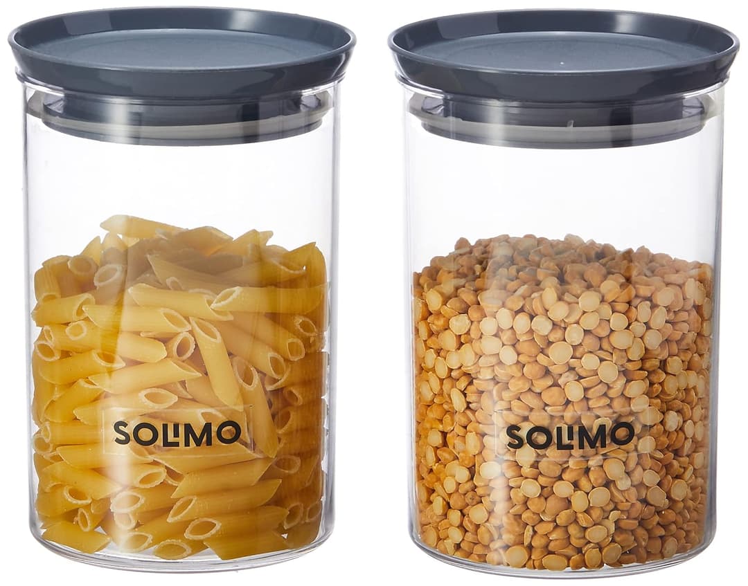 Solimo Plastic Storage Container Set 900 ml Set of 2