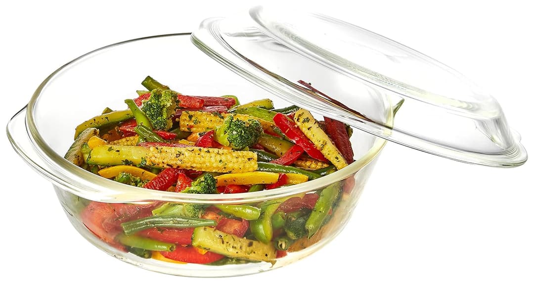 Amazon Brand - Solimo Borosilicate Glass Casserole with Lid 2 L