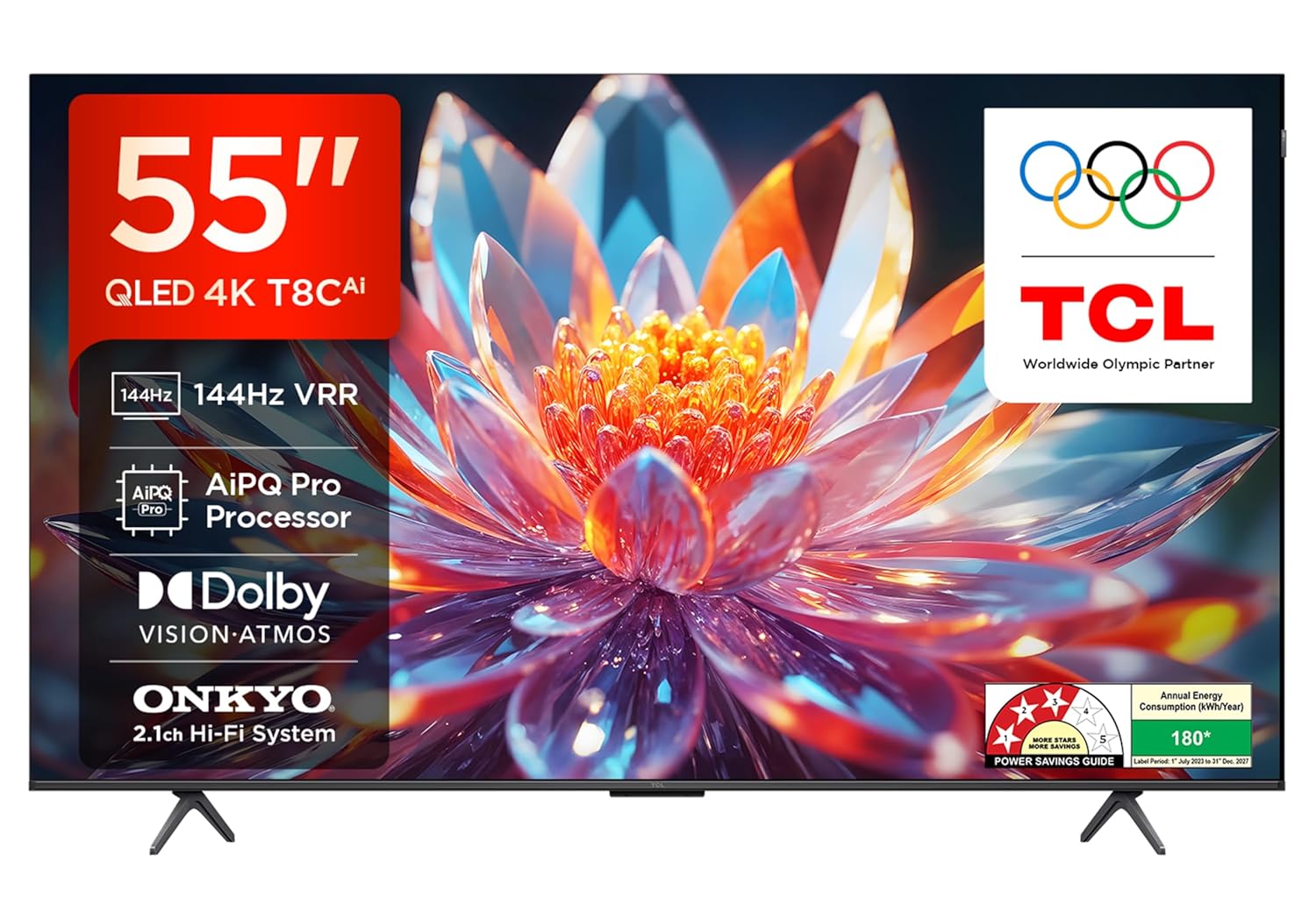 TCL 139 cm (55 inches) 4K Ultra HD Smart QLED Google TV | 120Hz Refresh Rate | 3GB RAM | Dolby Vision & Atmos | 55T8C