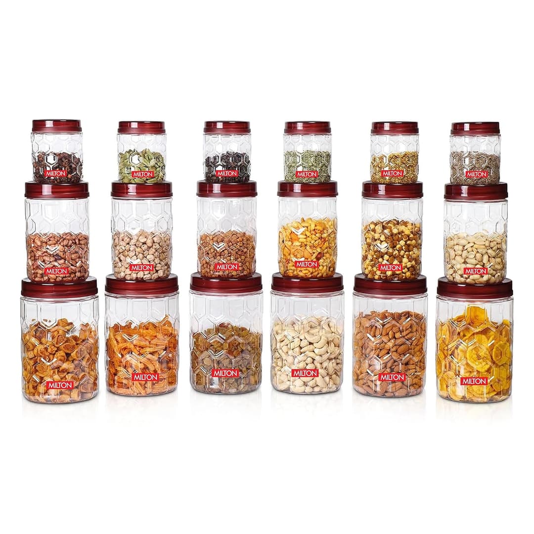 Milton Hexa Airtight Plastic Containers Set of 18