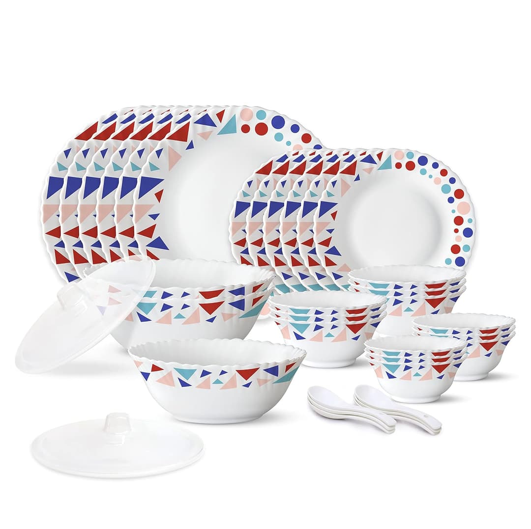 Larah by Borosil Speckle 35 Piece Opalware Dinner Set