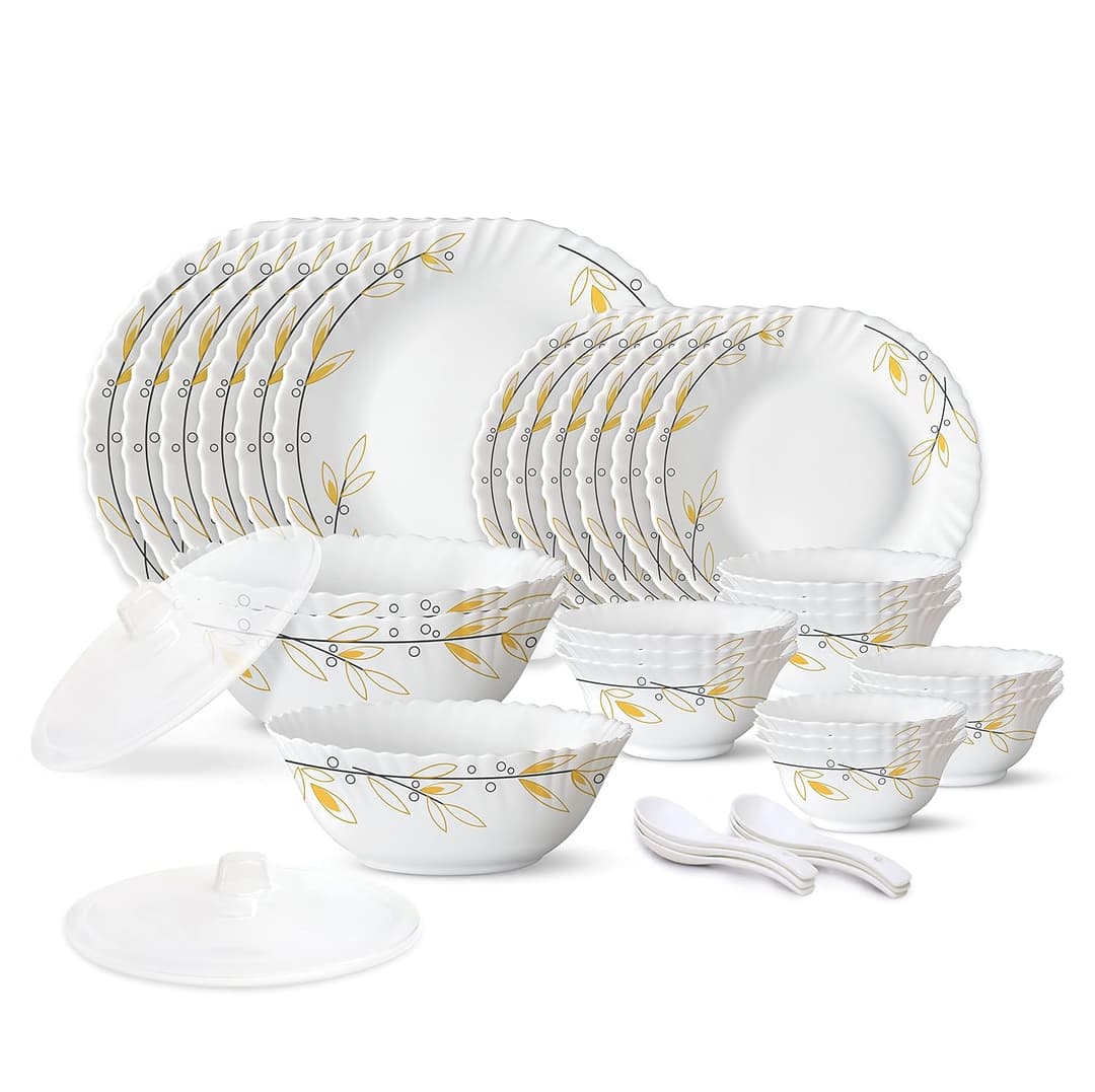 Larah by Borosil Bella 35 Pieces Opalware Dinner Set