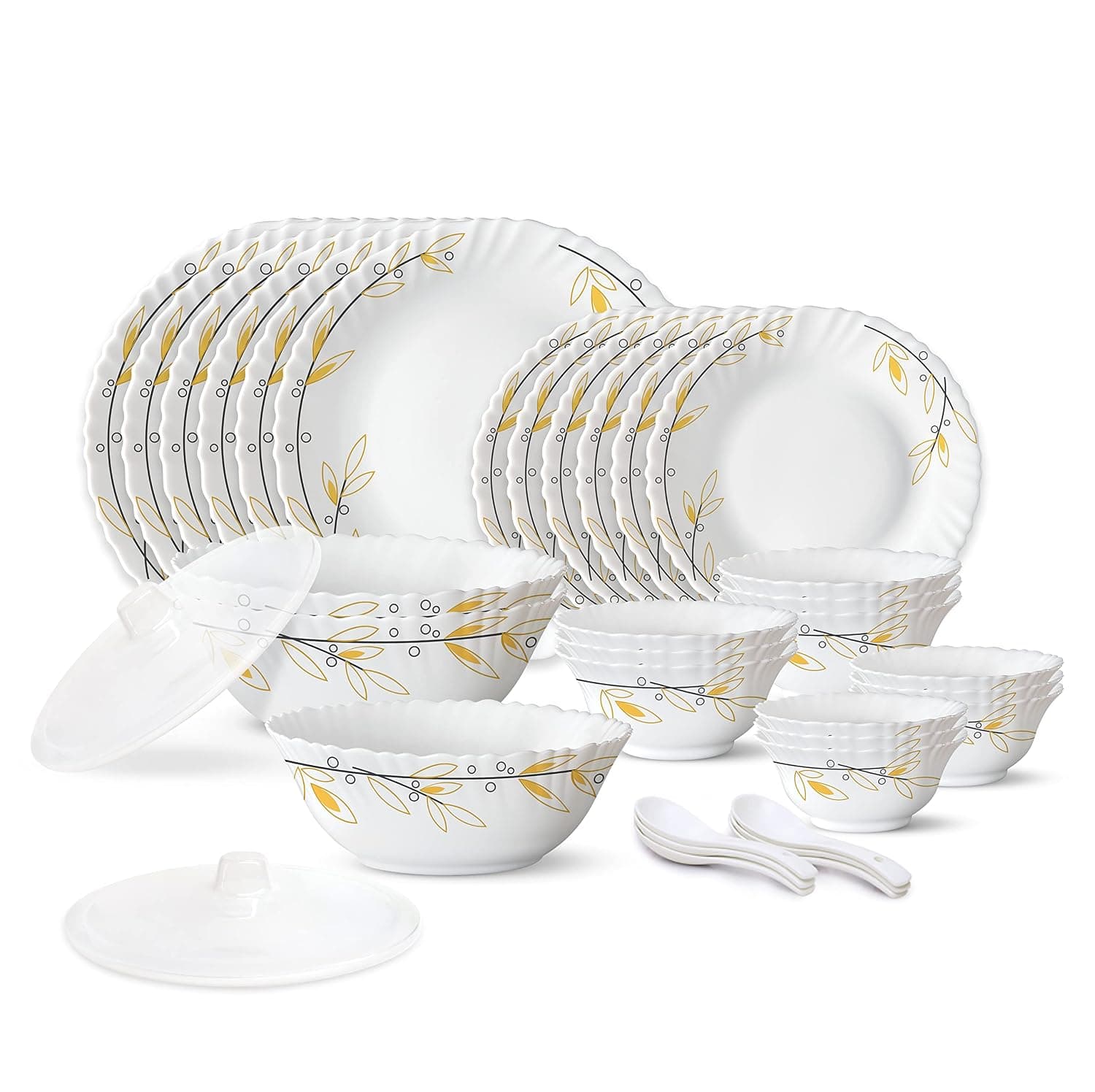 Larah by Borosil Bella 35 Pieces Opalware Dinner Set