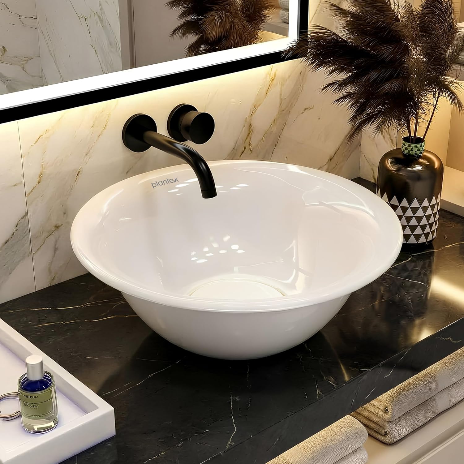 Plantex Washbasin for Bathroom/Ceramic Tabletop Basin with 10 Years Glaze Warranty by Plantex/Countertop Vessel Sink for Home, Office – (NCTT-338, White, 22 x 16 x 4 Inch)