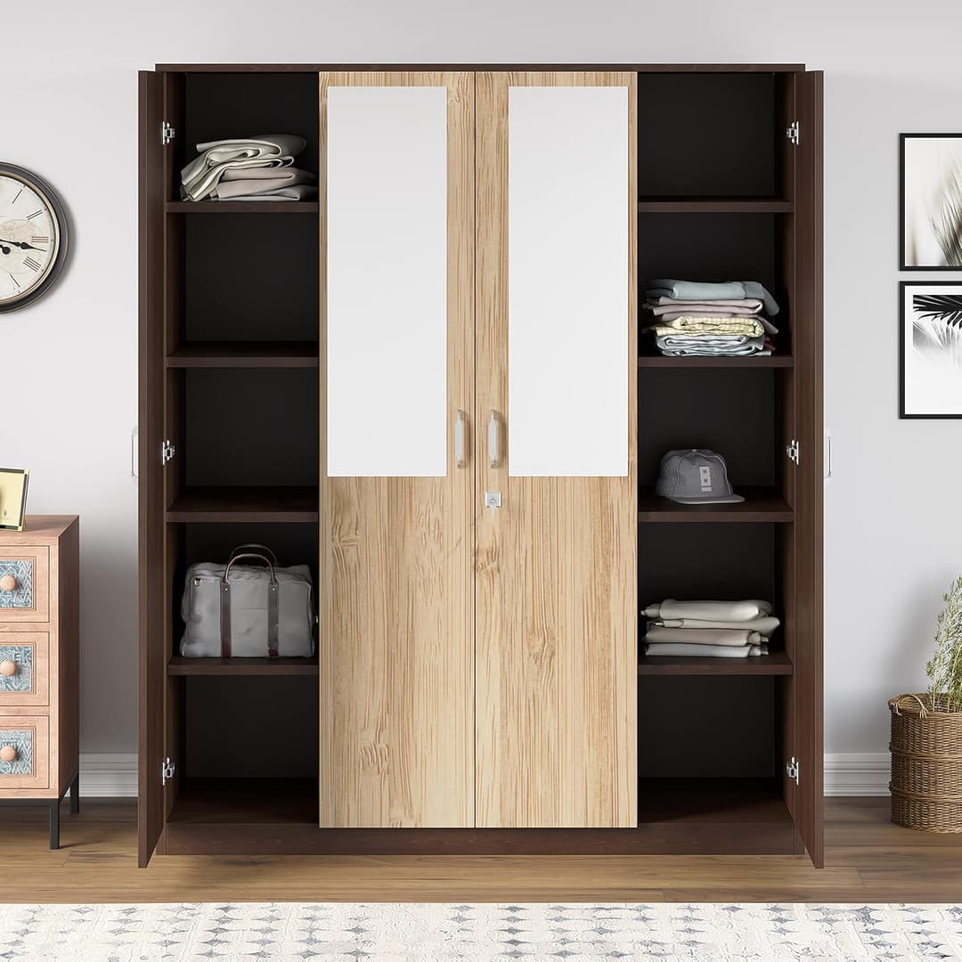Nilkamal Willy 4 Door Wardrobe With Mirror