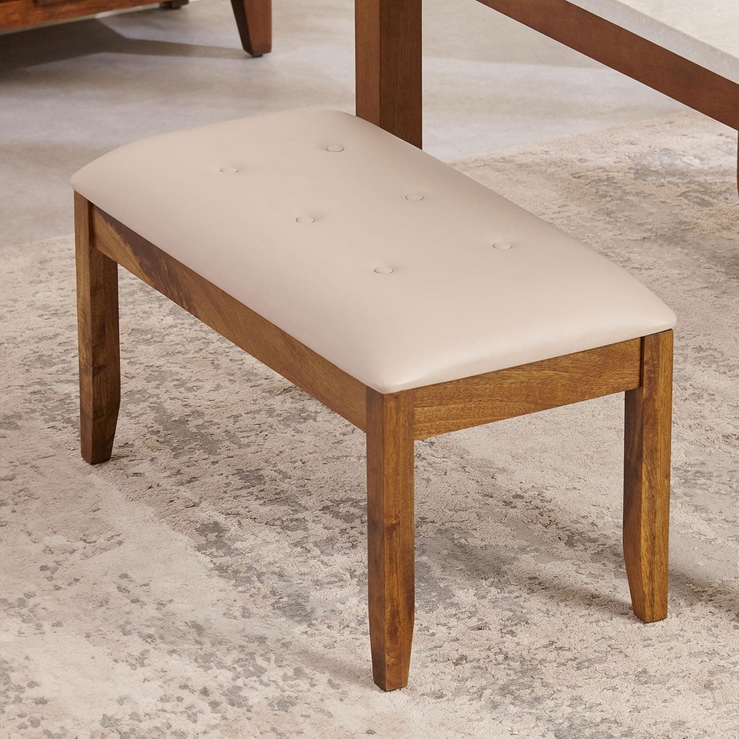 Home Centre Giza Faux Leather Solid Wood Dining Bench