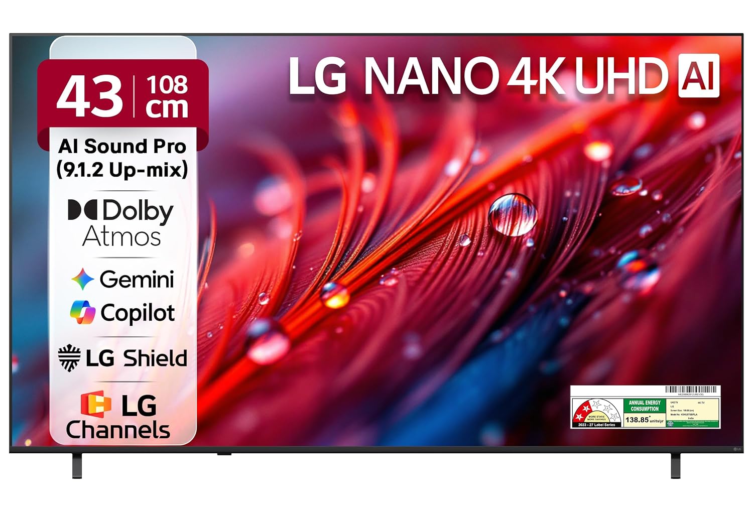 LG 108 cms (43 inches) NU87 AI Series Nano 4K Ultra HD (3840 x 2160) Smart webOS LED TV 43NU870BPLA 2026