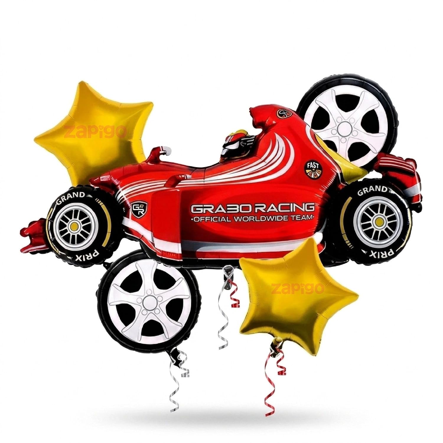 Balloonistics Sports Car Racing Theme Happy Birthday Balloon Bouquet Pack Of 5