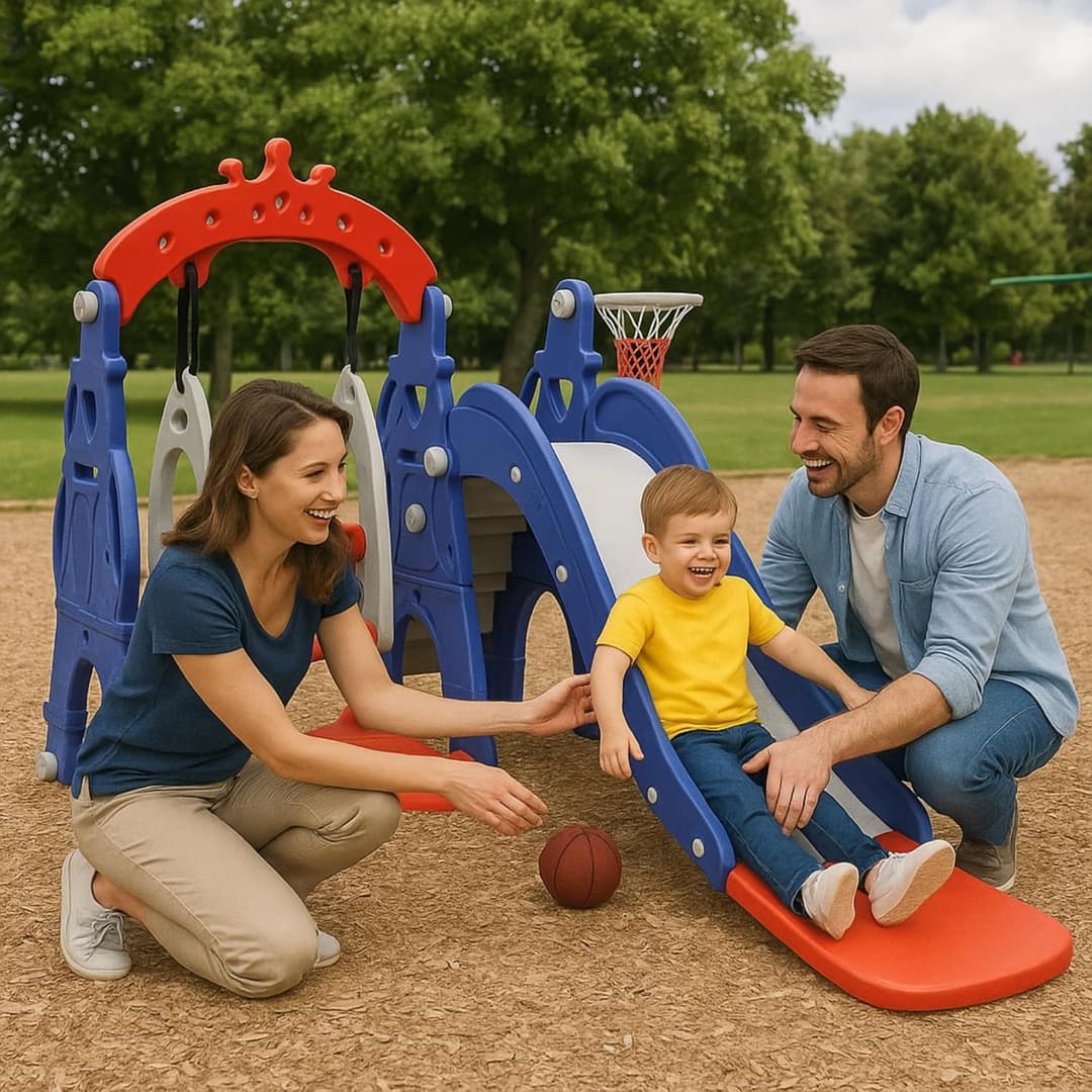Amazon Brand - Solimo 3-in-1 Slide and Swing Set
