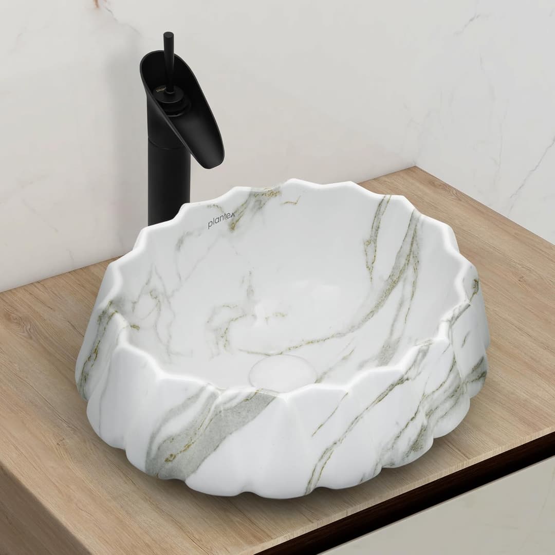 Plantex Tabletop Ceramic Wash Basin (17 x 15 x 6 Inch)