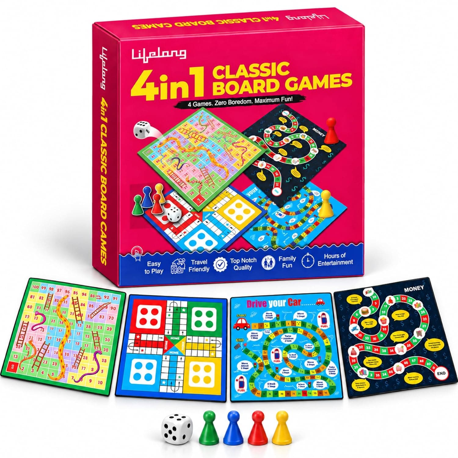 Lifelong 4-in-1 Classic Board Games Set
