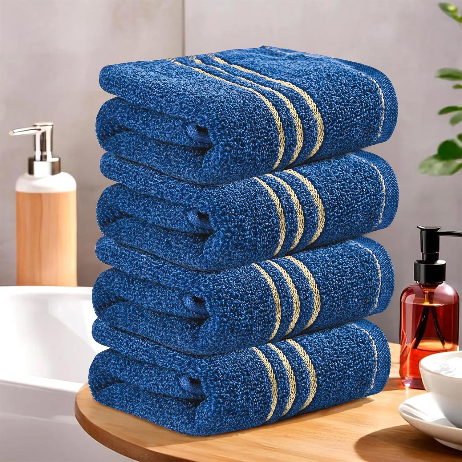 Kuber Industries Pack of 4 Soft Cotton Face Towels For Men & Women/Ladies | Easily Washable | Pocket Towels & Workout Gym Napkins For Men -Dark Blue