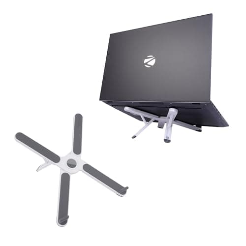 ZEBRONICS NS1200 Laptop Stand with X Foldable Design, 7 Adjustable Levels, Anti-Slip Silicone Rubber Pads, Supports up to 17-inch Laptop Sizes, 5kg Max. Weight, Ergonomic Design