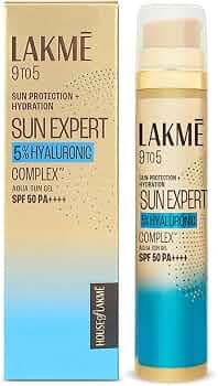Lakmē 5% Hyaluronic water-light Sunscreen gel SPF 50 Pa++++ In-Vivo tested, Plump & Hydrated skin 56g