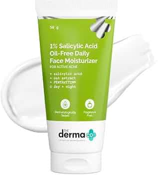 The Derma Co 1% Salicylic Acid Oil-Free Moisturizer For Face with Oat Extract | Fights Active Acne | Deeply Moisturizes | 50 g