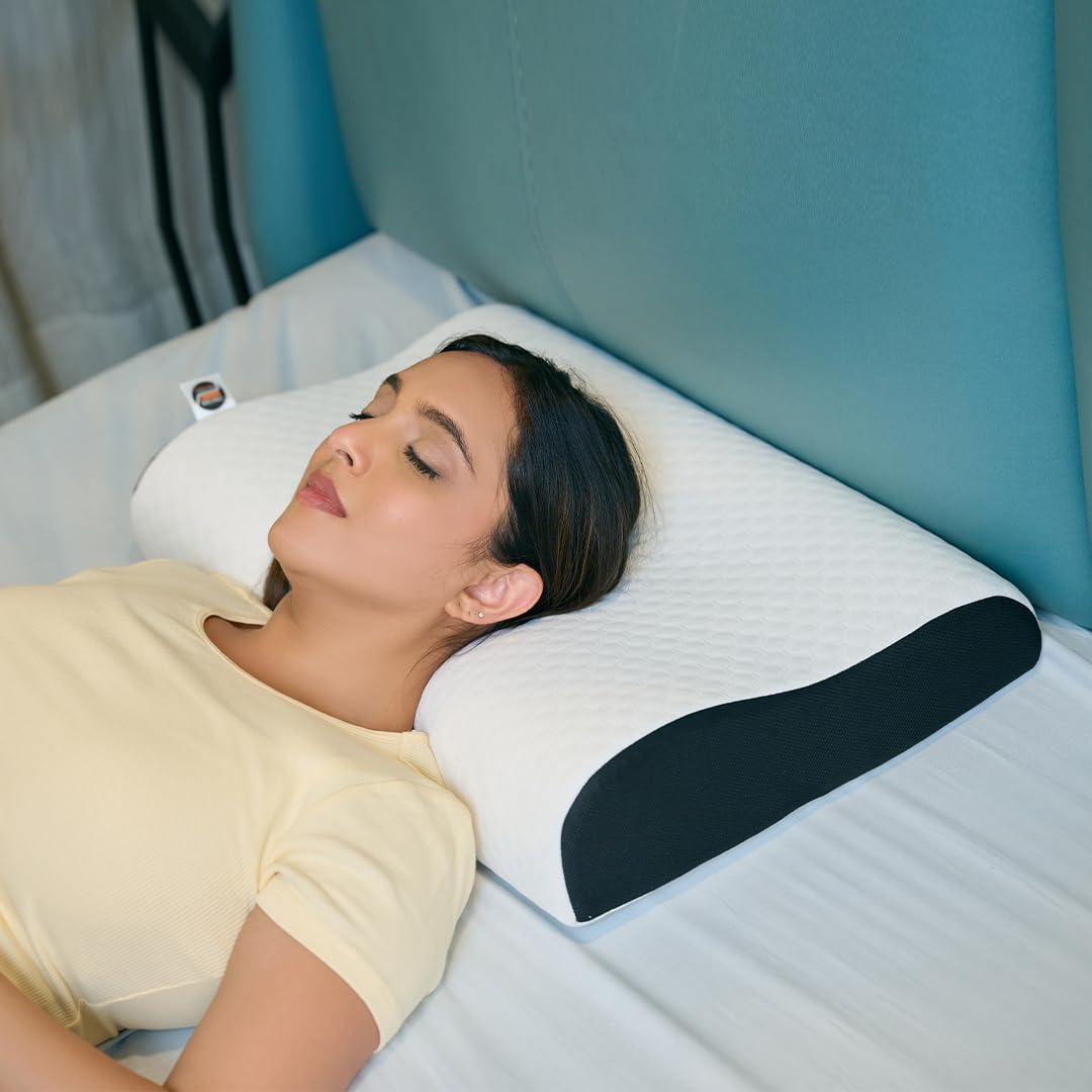 CareFoam Cervical Memory Foam Pillow for Neck Support | 2-Year Manufacturing Warranty | Orthopedic Contour Pillow for Cervical Spine Alignment & Shoulder Support | Made in India | 19 x 11 x 3.5 Inch
