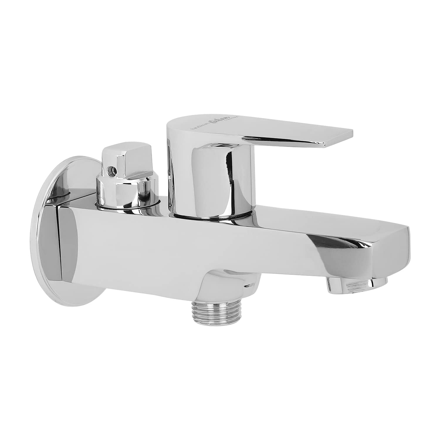 Hindware Italian Collection F360005CP Element 2-Way Bib Cock with Wall Flange, Brass with Chrome Finish