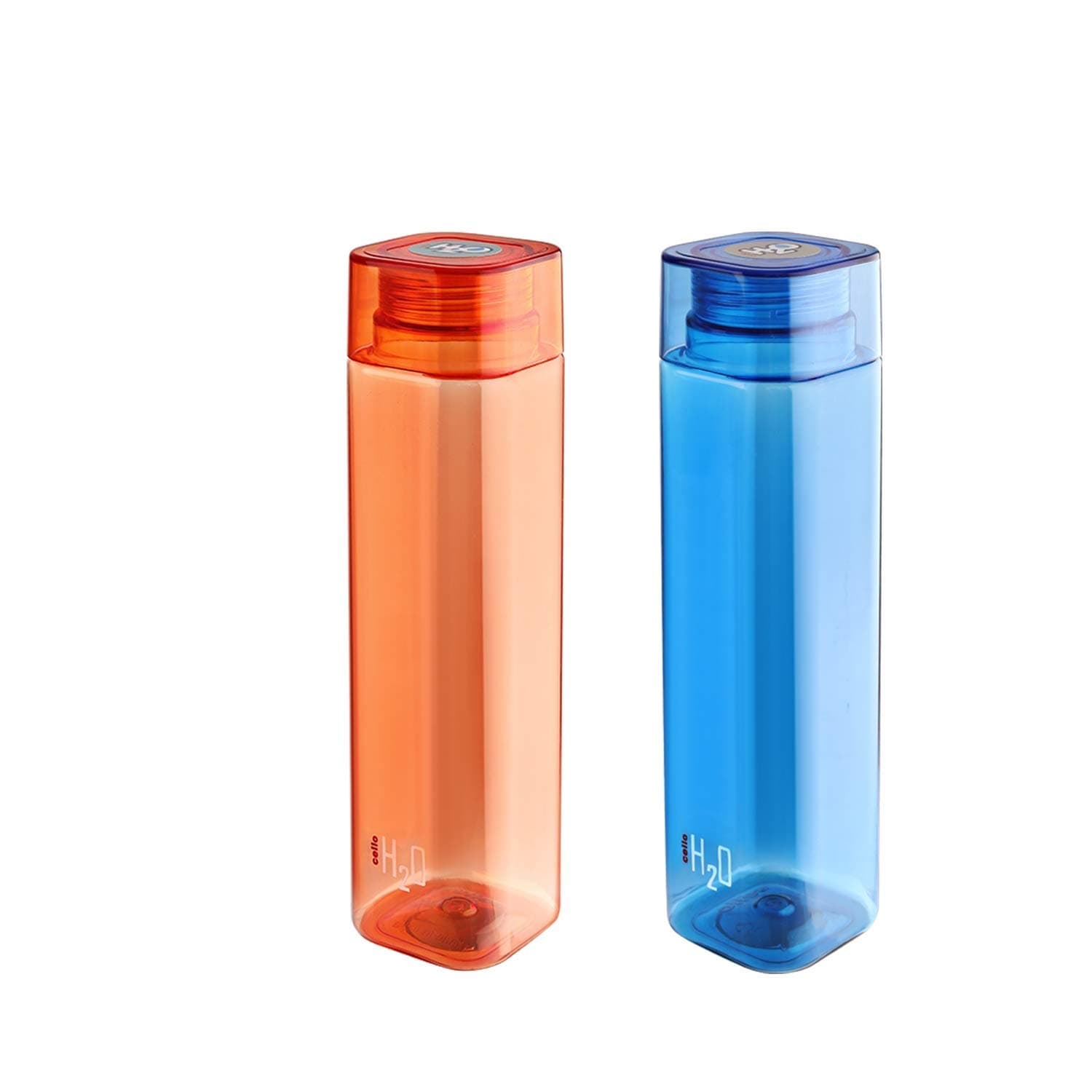 CELLO H2O Squaremate Water Bottle Set of 2, 1000ml Each | Food Grade, Unbreakable Pet Water Bottle | Reusable Leakproof Lightweight Easy to Carry Fridge Pet Bottle Set For Home, School, Office, Gifting