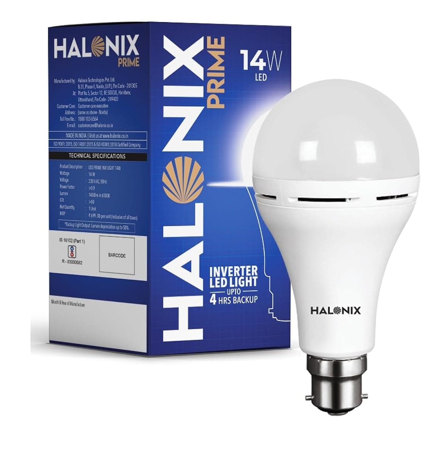 Halonix 14W Emergency Rechargeable LED Bulb B22D