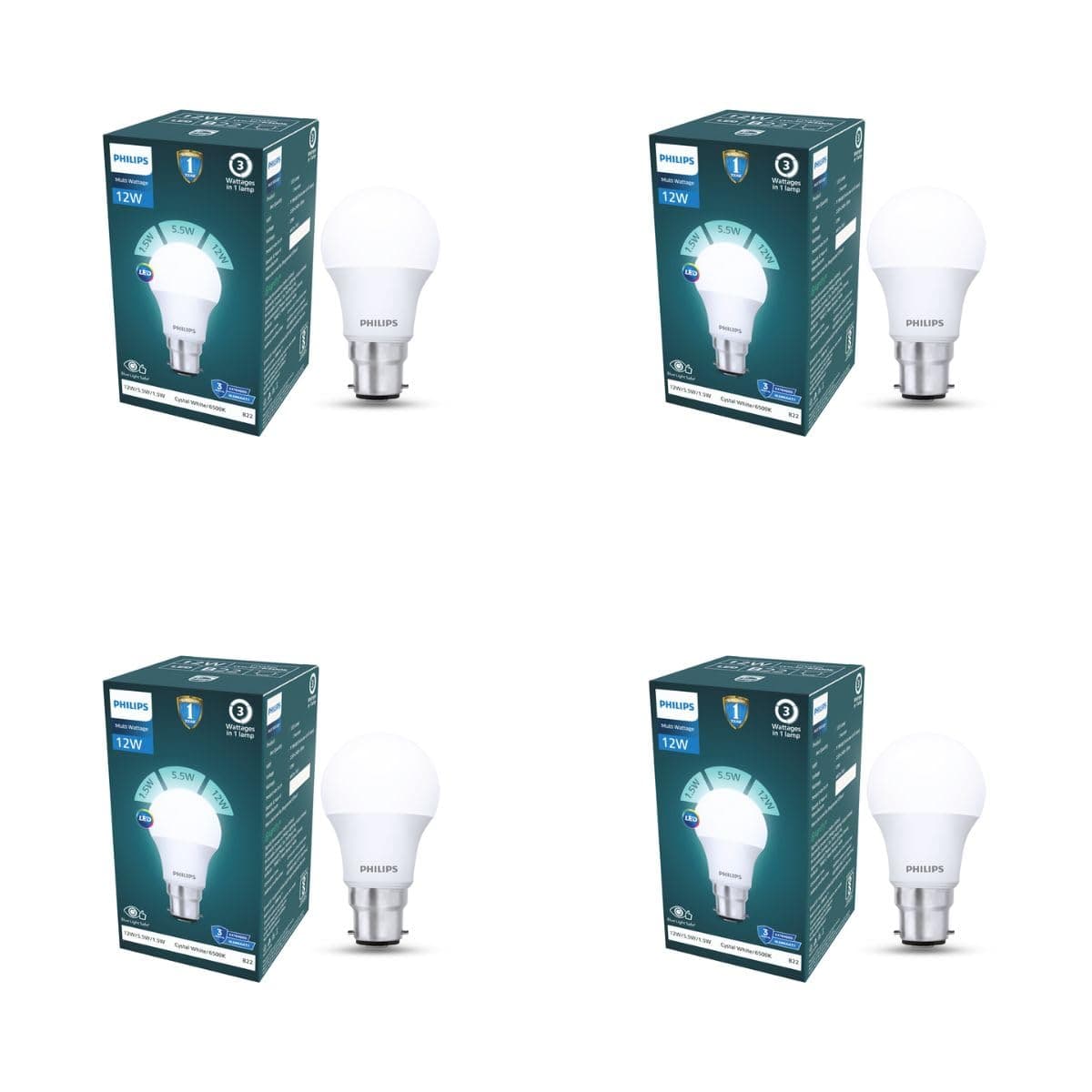 Philips 12W Dimmable LED Bulb (Pack of 4)