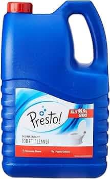 Amazon Brand - Presto! Disinfectant Toilet Cleaner | Original | 5 Litre | Kills 99.9% Germs