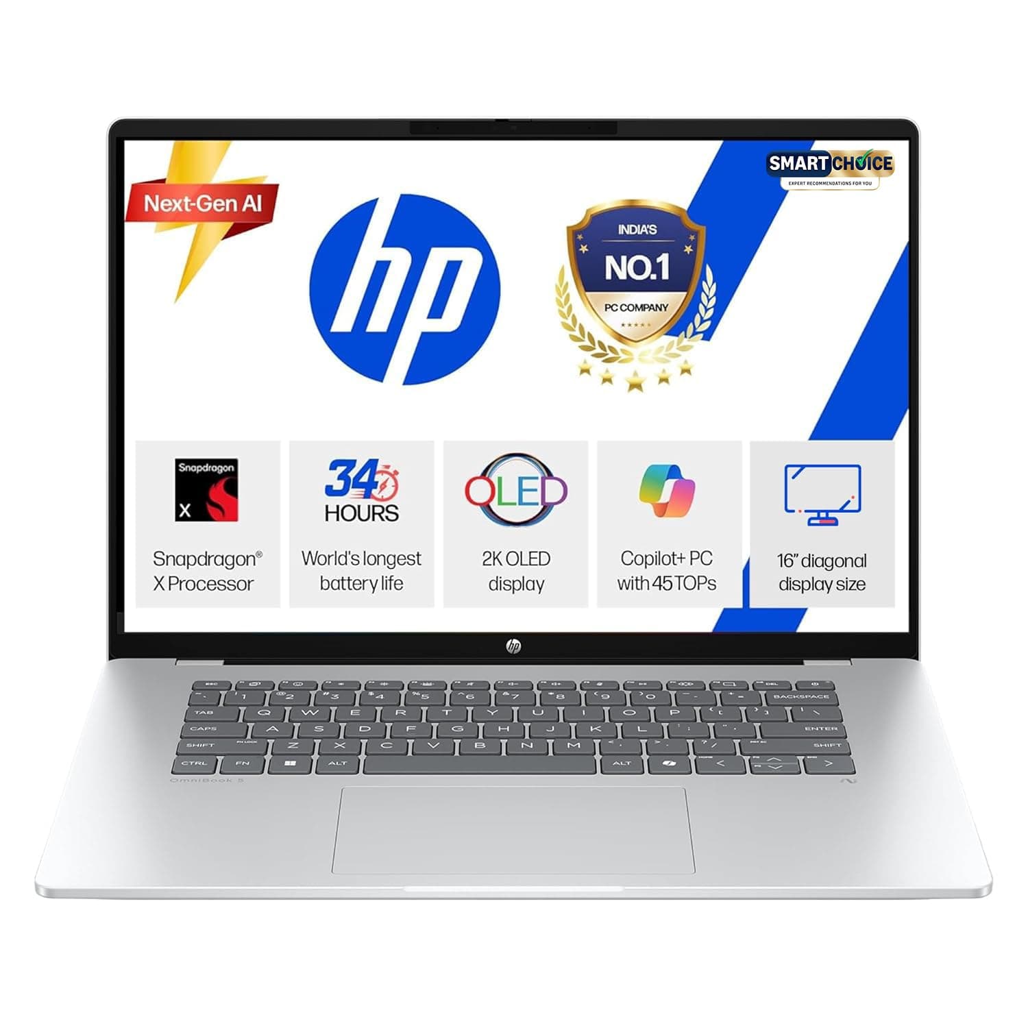 HP OmniBook 5 16-fb0001QU (Snapdragon X, 16GB, 1TB SSD, 16" 2K OLED)