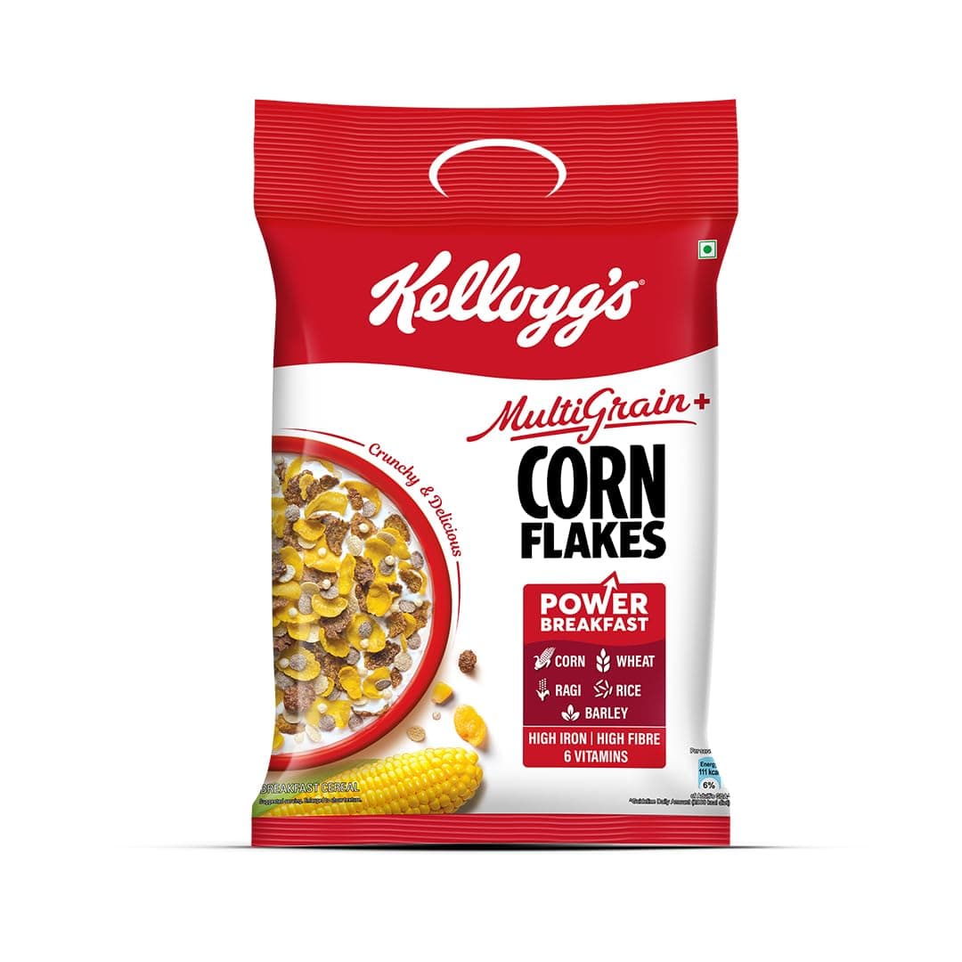 Kellogg's Multigrain plus Corn Flakes 450 G | Power of 5 Grains | 6 Vitamins | High Iron | High Fibre | Crunchy & Delicious | Protein | Only 2% Fat | Breakfast Cereal