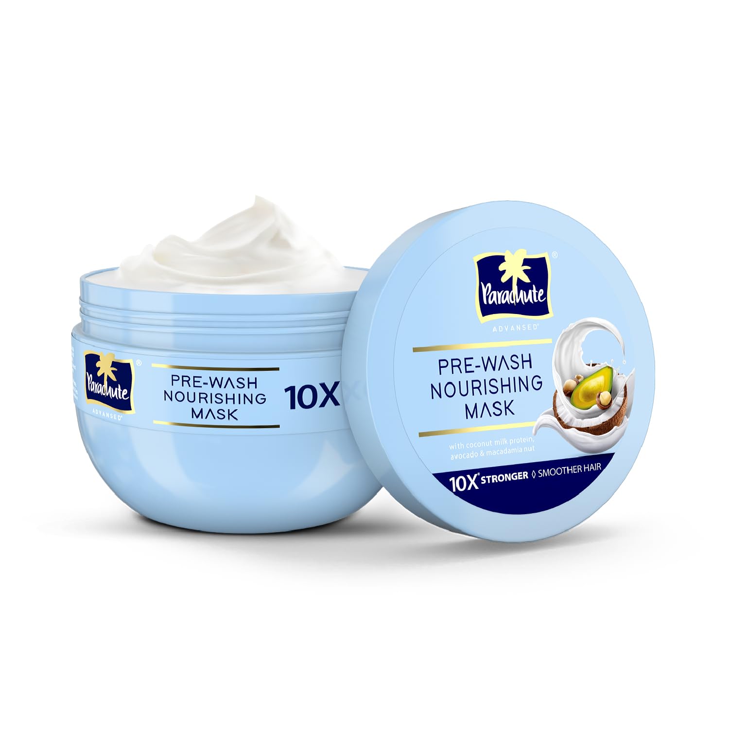Parachute Advansed Pre-Wash Nourishing Hair Mask For Scalp&Hair | Total Hair Health 10X Stronger Hair&Smoother Hair With Coconut Milk Protein,Avocado&Macadamia Nut | All Hair Types,250Ml,1 Count,Blue