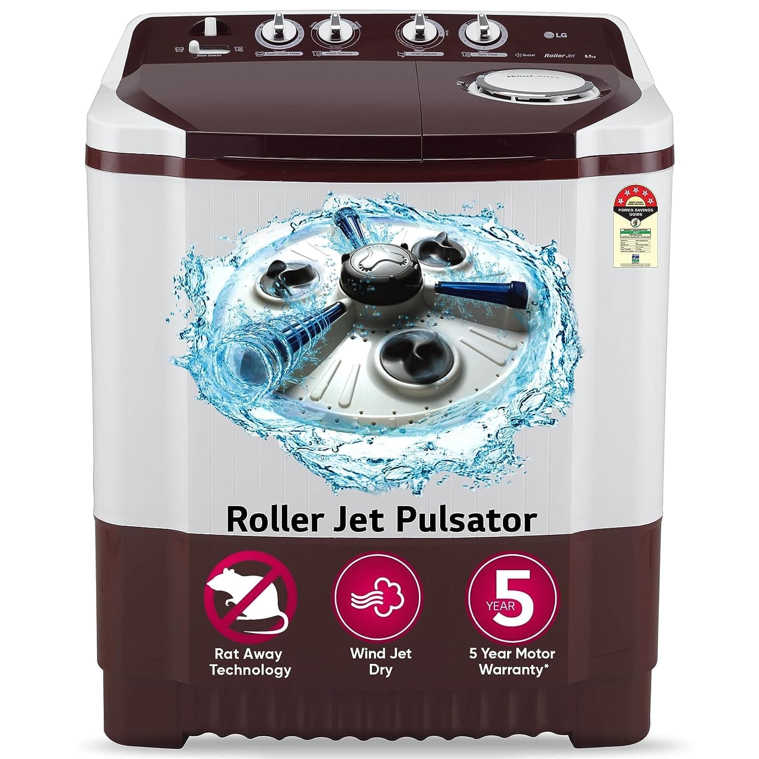 LG 8.5 kg 5 Star Semi-Automatic Top Load Washing Machine
