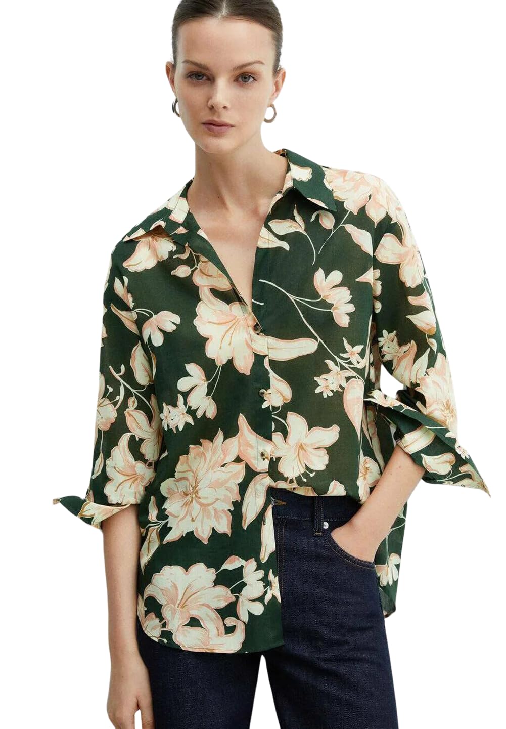 Leriya Fashion Women's Rayon Oversized Fit Crop Top Korean Style Long Sleeve Oversized Button Down | Workwear Top for Office & Casual Wear