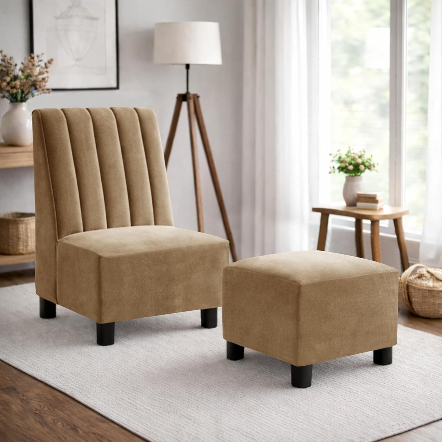 Amazon Brand - Solimo Single Seater Sofa with Ottoman