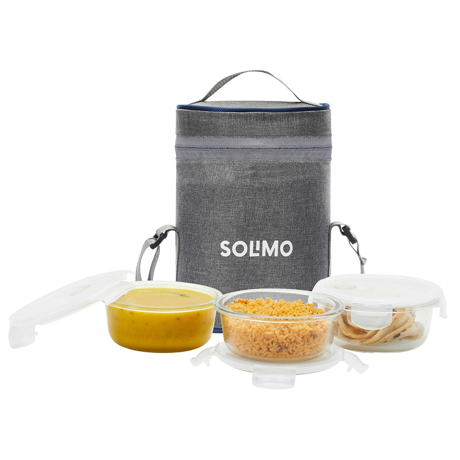 Amazon Brand Solimo Borosilicate Glass Lunch Box Set of 3 (400 ml)