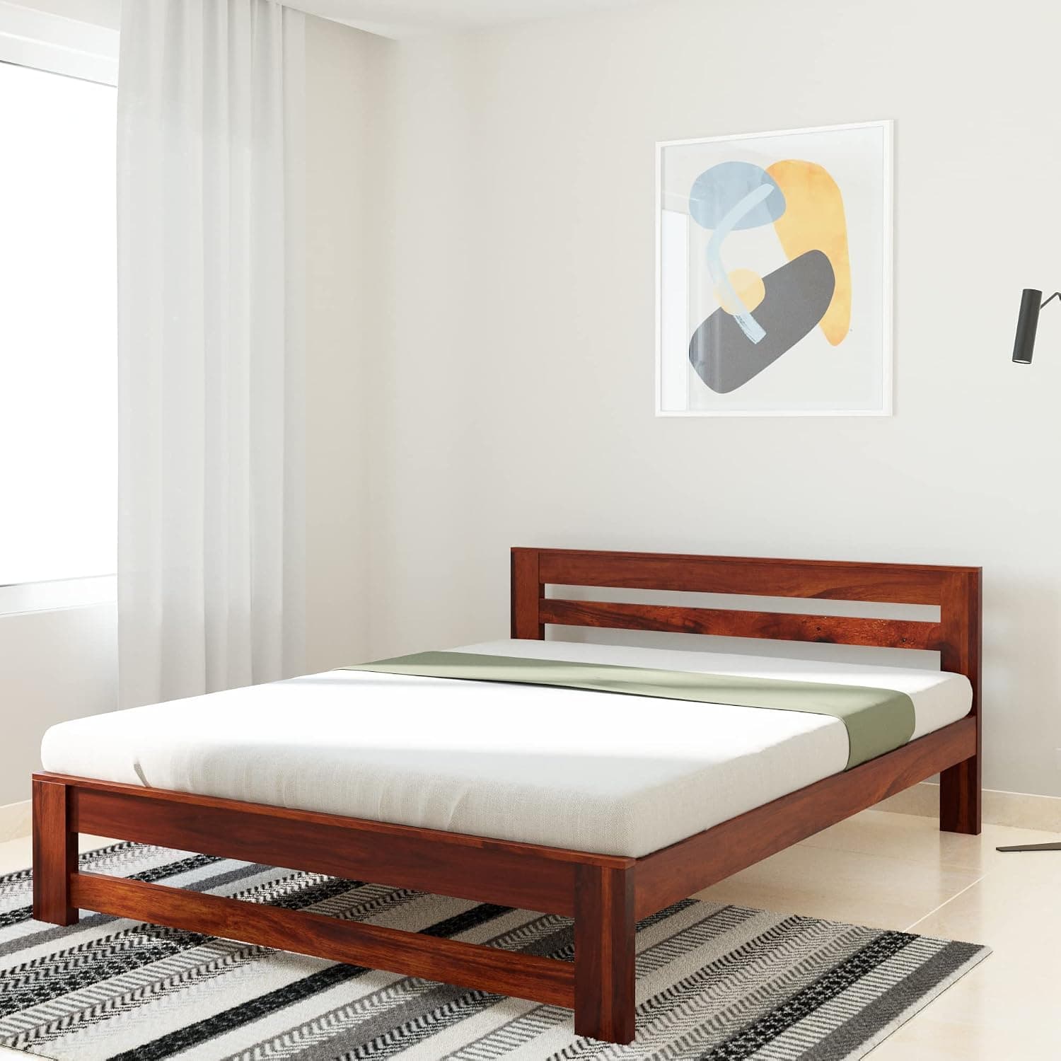 Solimo Kaimbe Queen Size Solid Sheesham Wood Bed Without Storage