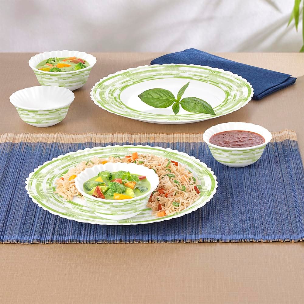 Larah by Borosil Aura Silk Opalware Dinner Set, 6 Pieces