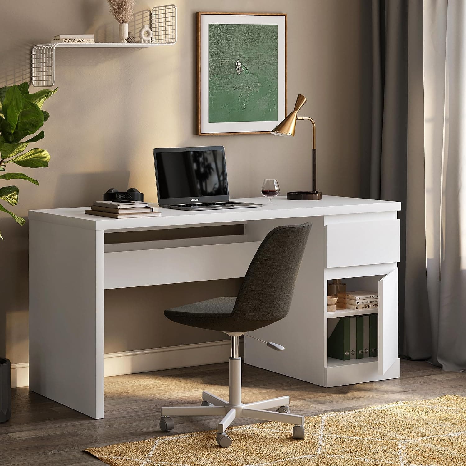Wakefit Camus Study Table with Bookshelf and Cabinet