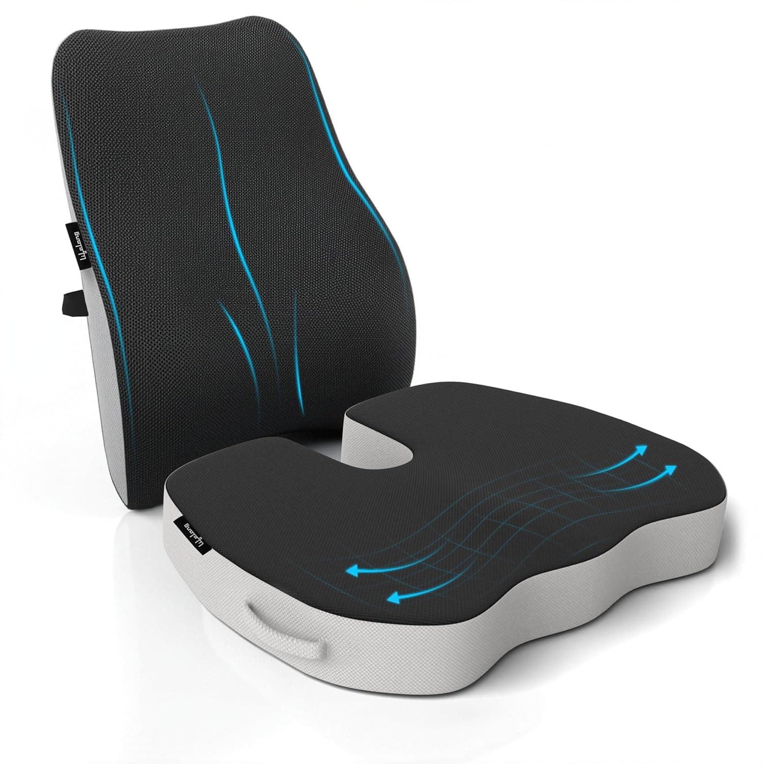Lifelong Orthopedic Memory Foam Backrest and Seat Cushion Combo