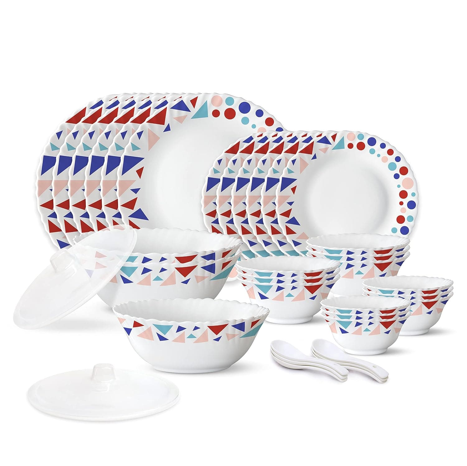 Larah by Borosil Speckle 35 Piece Opalware Dinner Set