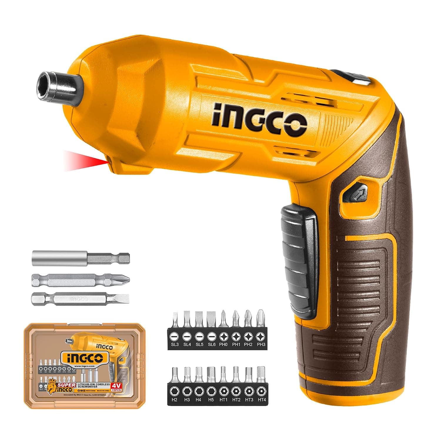 INGCO 4V Cordless Screwdriver with 24 Bits